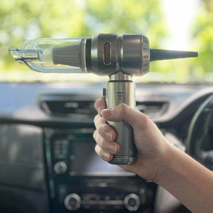 Clean product shot of JollyRide Blow-Vac 4-in-1 handheld car vacuum, lightweight design with powerful suction for easy car cleaning